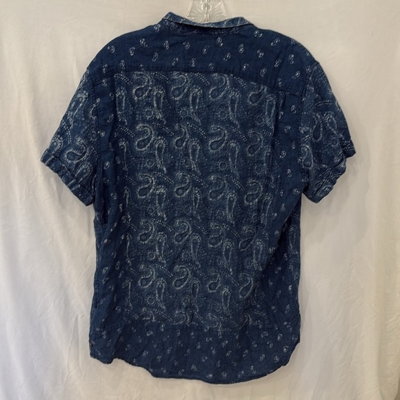 Men's Scotch & Soda Denim Short Sleeve Button Down Paisley Print Size Large - Picture 7 of 7